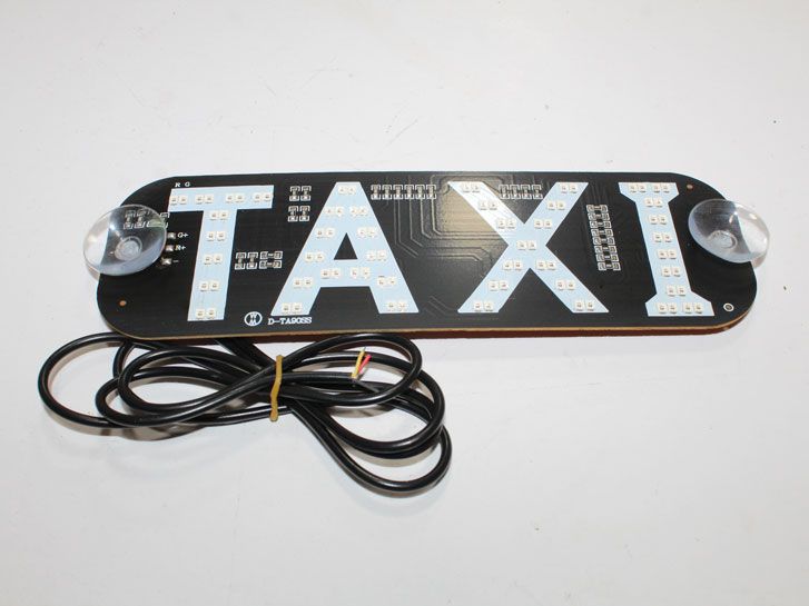 Знак такси (светодиодная табличка) салонная на присосках, красно-зелен., 12v